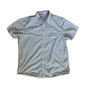 Banana Republic GRANT SLIM-FIT LUXE POPLIN YELLOW AND BLUE PLAID SHIRT Men’s XL